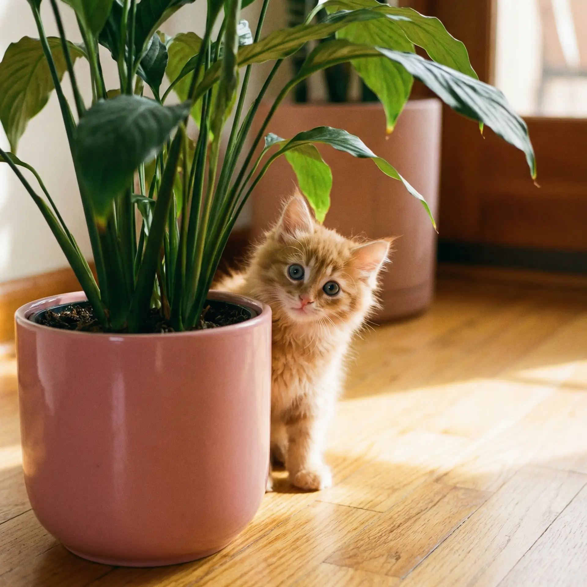 小猫从花盆后探头 - 嗨电影